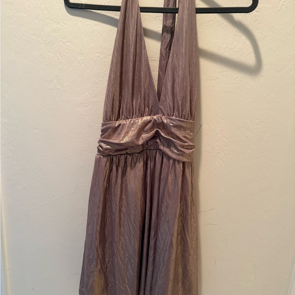 Women's Wild Fable Purple-Shiny Halter Neck Dress- Size M-NWT